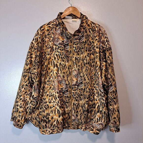 Vintage KAKTUS PLUS‎ Jacket Snake Print Full Zip Long Sleeve 1X Pockets - Picture 1 of 12